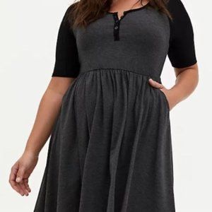Black and Gray Jersey Skater Dress